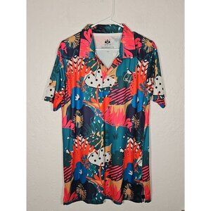 Gashouse Golf Men's Large Polo Shirt Colorful Floral Print Stretch Short Sleeve